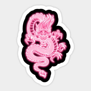 Pink Neon Glow Chinese Dragon Sticker